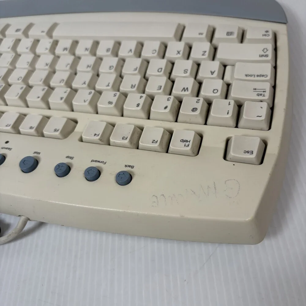 Vintage Microsoft Internet Keyboard PS/2 Wired Beige Gray Full-Size Multimedia